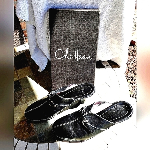 COLE HANN GENUINE ALL LEATHER SLIDES SHOES MULES  SIZE 10.5 - Picture 1 of 7